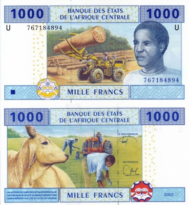 STATELE CENTRAL AFRICANE (CAMERUN) 1.000 francs 2002 UNC!!! foto