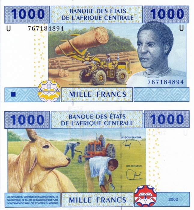 STATELE CENTRAL AFRICANE (CAMERUN) 1.000 francs 2002 UNC!!!