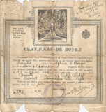 Rom&acirc;nia, certificat de botez, București, 1914