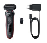 Aparat de ras electric Braun Series 5 51-R1000s Wet&amp;Dry, AutoSense, Easy Clean, Easy Click, 3 elemente de taiere, Rosu/Negru, Resigilat, Grad B
