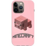 Husa compatibila cu Apple iPhone 14 Plus model Minecraft Pig, Silicon, TPU, Viceversa, Transparent, Carcasa