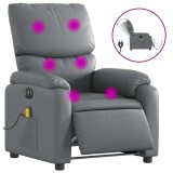 Cumpara ieftin Fotoliu de masaj electric rabatabil, gri, piele ecologica