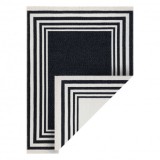 Covor TWIN 22990 Cadru, bumbac, cu două fețe, Franjuri ecologice - negru / crem, 60x90 cm