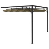 Pavilion perete grădină acoperiș retractabil gri taupe 3 x 3 m