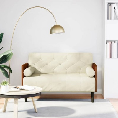 Gossi canapea loveseat cu perne de sustinere crem 110 cm catifea foto