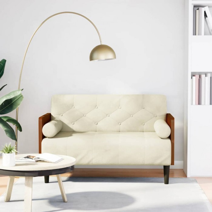 Gossi canapea loveseat cu perne de sustinere crem 110 cm catifea