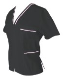 Halat Medical Pe Stil, Negru cu Fermoar si garnitura roz deschis, Model Adelina - XS