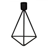 șemineu Lumanare Metalic, Model Triunghiular, Culoare Negru, Dimensiuni 9x9x15cm, Oem
