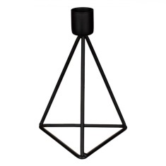 șemineu Lumanare Metalic, Model Triunghiular, Culoare Negru, Dimensiuni 9x9x15cm