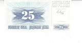 M1 - Bancnota foarte veche - Bosnia si Hertegovina - 25 dinari - 1992