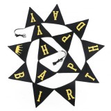 Ghirlanda Happy Birthday jijAcraft, bumbac, negru/auriu, 3,3 m
