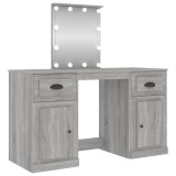 Masa de toaleta cu LED, sonoma gri, 130x50x132,5 cm