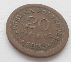 59. Moneda Guineea Portugheza 20 centavos 1933 (tiraj 350.000 buc) foto