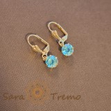 Cumpara ieftin Cercei placati cu aur 18K si cristal zirconia bleu ca cerul senin, SaraTremo