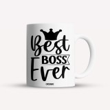 Cana alba personalizata Best boss ever, INOVATIX&reg;. 330ml, Oem
