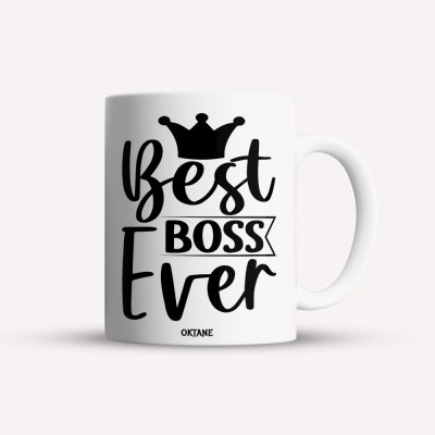 Cana alba personalizata Best boss ever, INOVATIX&amp;reg;. 330ml foto