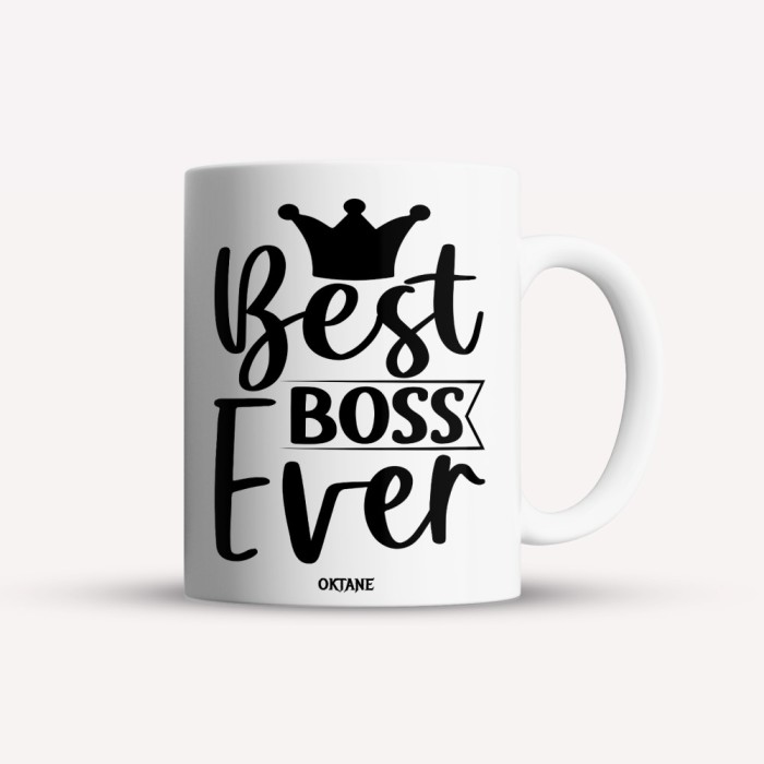 Cana alba personalizata Best boss ever, INOVATIX&reg;. 330ml