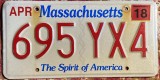 ,,MASSACHUSETTS&quot;NUMAR VECHI (anii &#039;80) de INMATRICULARE DIN TABLA/SPIRIT of USA
