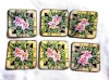 Set suporturi pahare cu flori roz, suporturi pahare din lemn 40143