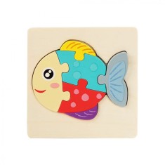 Puzzle Educaționale din lemn &ndash; Forme și Animale Pește