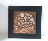 Placa ceramica vintage anii 50, tip tabou, Original Ceramano REA Keramik-Platten West Germany WGP, 29x29cm