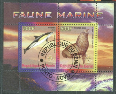Benin 2008 Marine fauna, perf.sheetlet, used T.033 foto