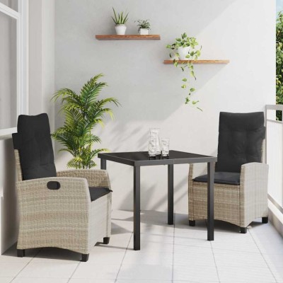 vidaXL Set de masă pentru grădină 3 pcs Gri deschis poliratan 3380407 foto