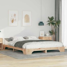 vidaXL Cadru de pat de podea Maro 160 x 220 cm Lemn masiv de pin 872923