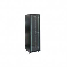 Rack 42U 600x800 montare pe podea usa din sticla panouri laterale detasabile si securizate dezasamblat culoare negru RAL 9004 DATEUP &amp;amp;quot;MS2.6842.90 foto