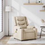 VidaXL Fotoliu rabatabil de masaj, crem, material textil