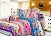 Lenjerie de pat matrimonial cu husa elastic pat si fata perna dreptunghiulara, Amazing, bumbac mercerizat, multicolor