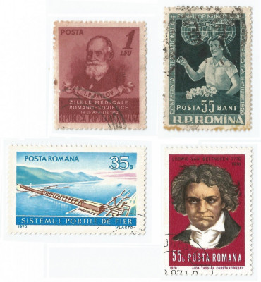 Rom&amp;acirc;nia, LP 322/1952, LP 409/1956, LP 735/1970, 748/1970; 4 serii oblit. foto