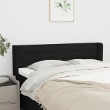 Cumpara ieftin Tăblie de pat cu aripioare negru 147x16x78/88 cm textil