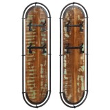 Cumpara ieftin Cuier de haine de perete 4 carlige, 2 buc., lemn masiv reciclat