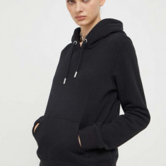 Superdry bluza femei, culoarea negru, neted