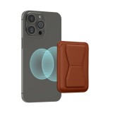 Card pocket magnetic Kwmobile pentru telefoane, Maro, Piele ecologica, KWM000022OV005C