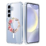 Husa pentru samsung galaxy s25 plus, atasare magnetica, magsafe, pink wreath 7, clear