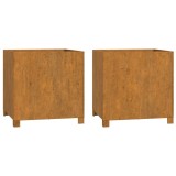 Cumpara ieftin Jardiniere cu picioare 2 buc. ruginiu 50x50x50 cm otel corten