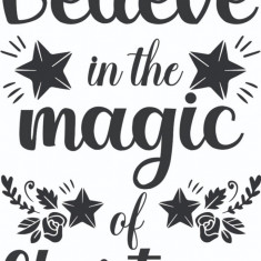 Sticker decorativ, Believe in the magic of Christmas , Negru, 80 cm, 4888ST