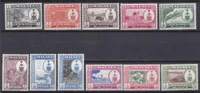 DB1 Colonii Malaya Penang 1957 Uzuale Tigru Ocupatii 11 v. MNH foto