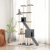 VidaXL Ansamblu de pisici, st&acirc;lpi din funie sisal, gri &icirc;nchis, 190 cm