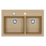 Chiuveta Alveus Atrox 50 bej, material compozit, reversibila, sifon pop-up inclus, 790x500x200mm