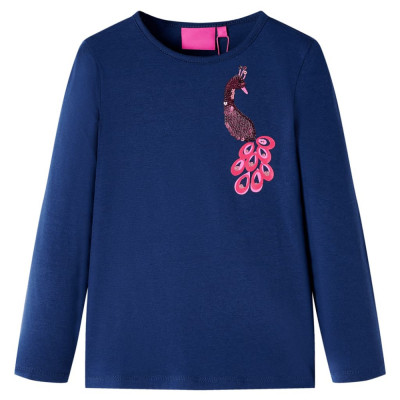 Tricou pentru copii cu m&amp;acirc;neci lungi, bleumarin, 128 foto
