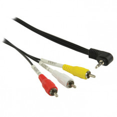 Cablu Jack AV 3.5 mm cable, Jack AV 3.5 mm tata - 3x RCA tata, 2.00 m, negru foto