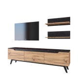 Cumpara ieftin Ansamblu Comoda TV Kasia Stejar-Negru 180x35x48.5 cm