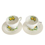 Set cesti cu farfurii din ceramica decor lamaie