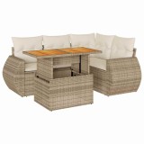 Cumpara ieftin Set canapele de gradina cu perne, 5 piese, bej, poliratan