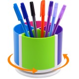 Suport pentru instrumente de scris, rotativ la 360 grade, 4 compartimente detasabile, diametru 10 cm, multicolor