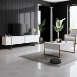 Cumpara ieftin Set de mobilier pentru living Luxe, Alb- Auriu