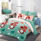 Lenjerie pat dublu,bumbac finet,6 piese,cearceaf normal 220x240cm, cearceaf pilota 200x220cm, 2 fete de perna 50x70, 2 fete de perna 70x70-M210